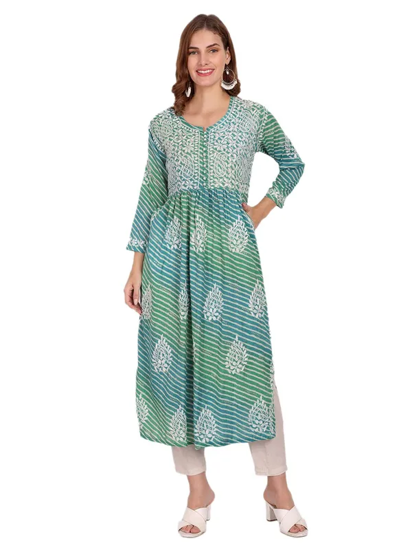 Green_Lucknow_Chikankari_Hand_Embroidered_Kurta_Rayon