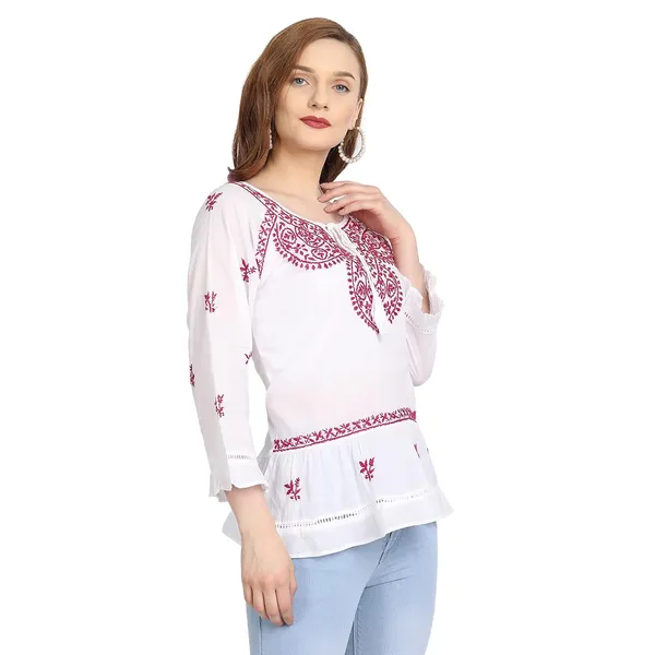 Maroon_Lucknow_Chikankari_Kurta_Top_Long_Kurtis_In_Hand_Embroidery