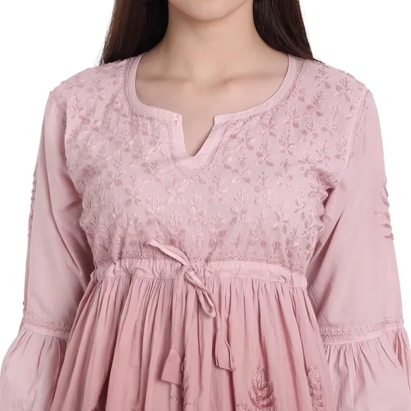 Fawn_Lucknow_Chikankari_Hand_Embroidered_Peplum_Fit_And_Flared_Top_Shaded_Short_Kurti_Cotton