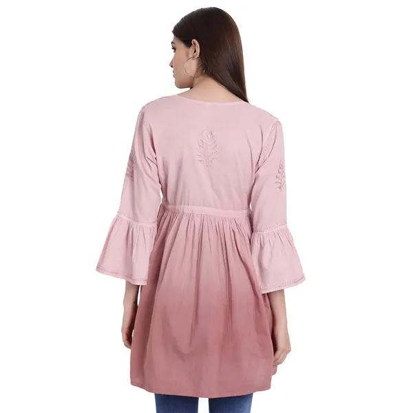 Fawn_Lucknow_Chikankari_Hand_Embroidered_Peplum_Fit_And_Flared_Top_Shaded_Short_Kurti_Cotton