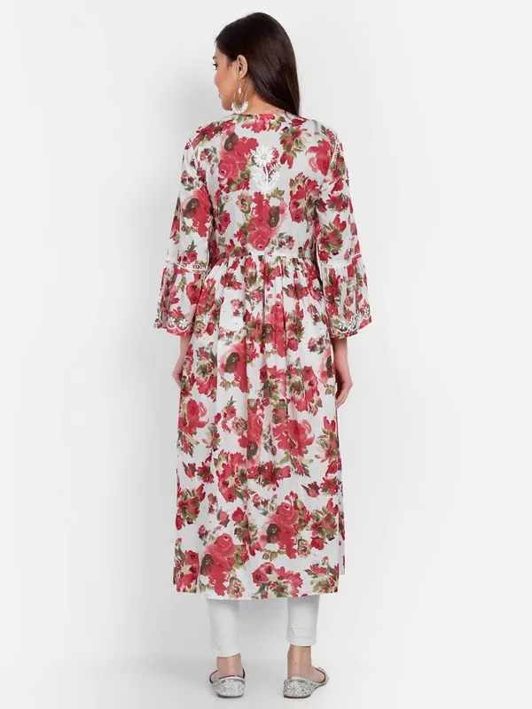 Ravishing_Red_Lucknow_Chikankari_Hand_Embroidered_Fit_And_Flare_Angrakha_Long_Kurti_Malmal_Cotton