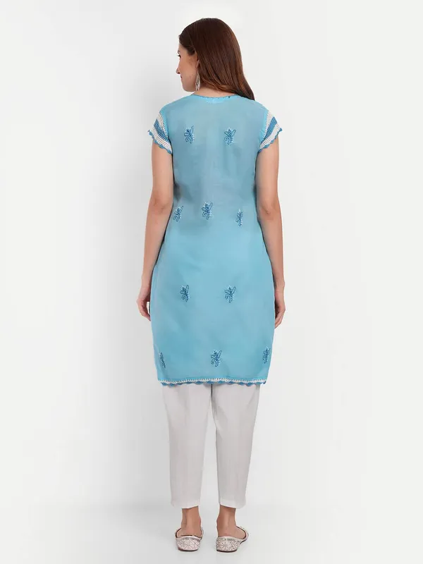 Bright_Blue_Lucknow_Chikankari_Hand_Embroidered_Kurti_Cotton