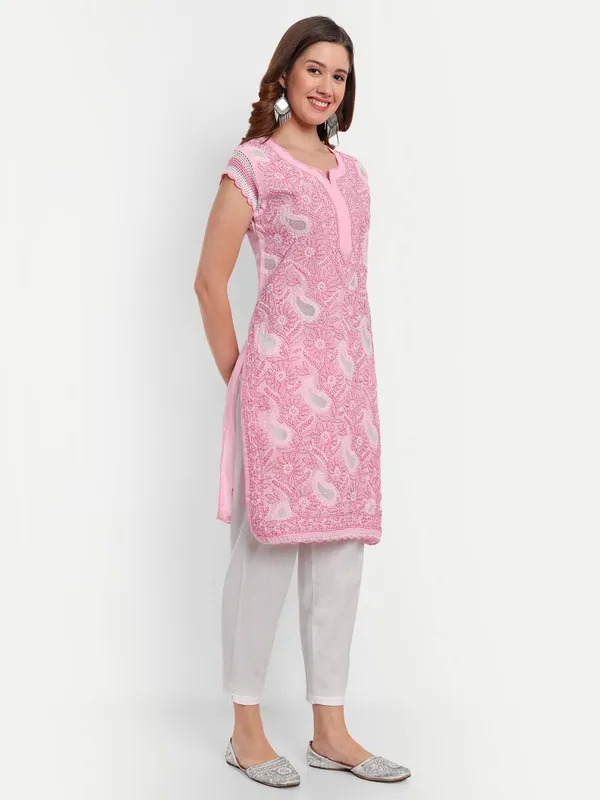 Pretty_Pink_Lucknow_Chikankari_Hand_Embroidered_Kurti_Cotton