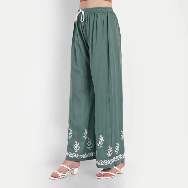 Sage_Green_Lucknowi_Chikankari_Hand_Embroidered_Long_Kurti_Palazzo_Set_Cotton