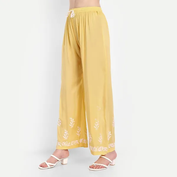 Sunshine_Yellow_Lucknowi_Chikankari_Hand_Embroidered_Long_Kurti_Palazzo_Set_Cotton