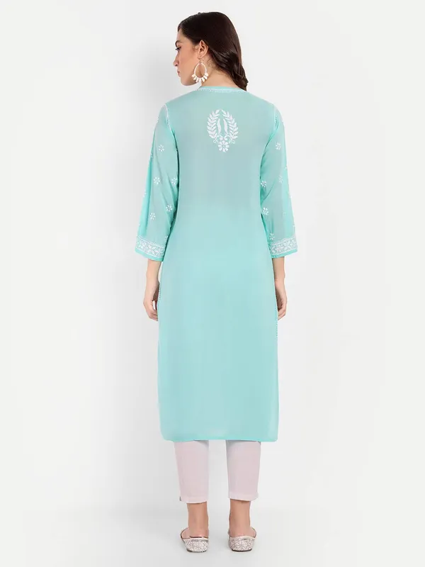 Sea_Green_Lucknow_Chikankari_Hand_Embroidered_Kurta_Cotton