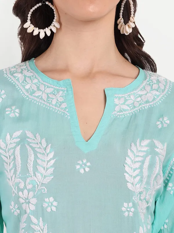 Sea_Green_Lucknow_Chikankari_Hand_Embroidered_Kurta_Cotton