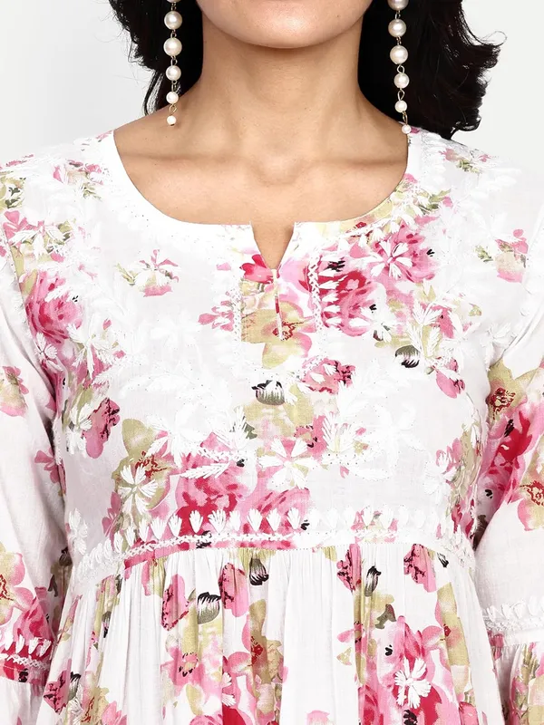 Pretty_Pink_Lucknow_Chikankari_Hand_Embroidered_Tiered_Kurti_Malmal_Cotton