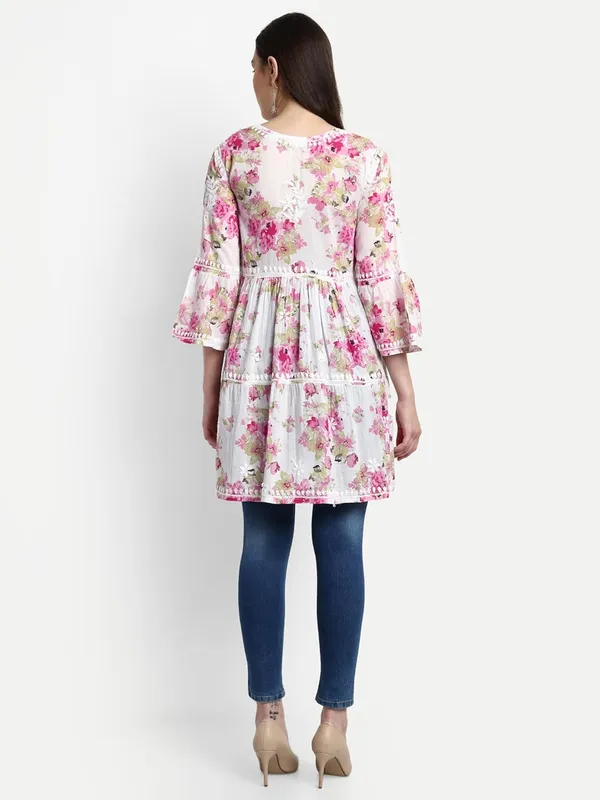 Pretty_Pink_Lucknow_Chikankari_Hand_Embroidered_Tiered_Kurti_Malmal_Cotton