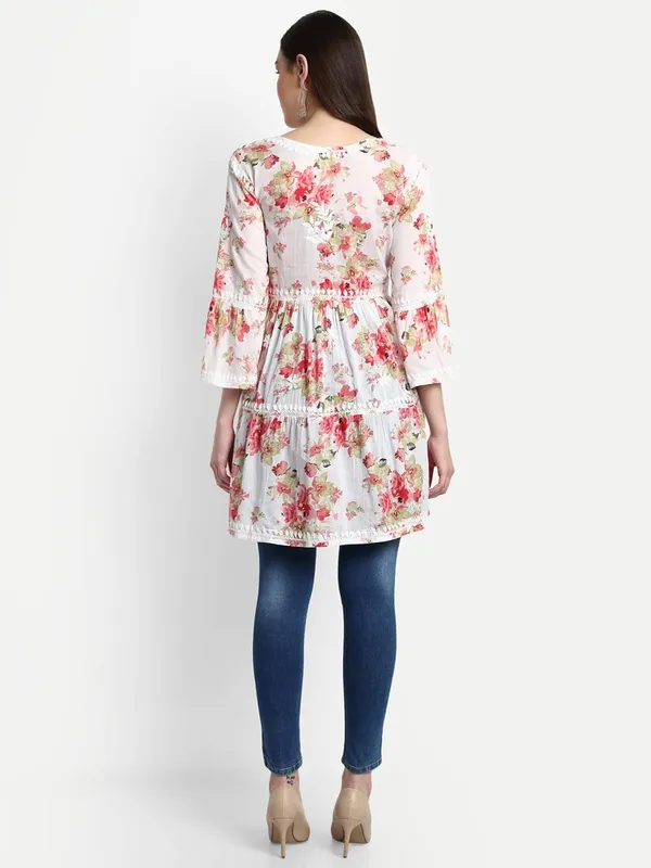 Ravishing_Red_Lucknow_Chikankari_Hand_Embroidered_Tiered_Kurti_Malmal_Cotton