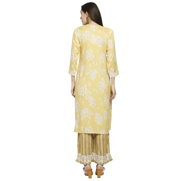 Sunshine_Yellow_Lucknowi_Chikankari_Hand_Embroidered_Long_Kurti_Palazzo_Set_Rayon_Slub