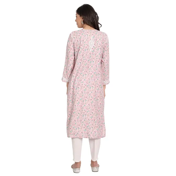 Cotton_Candy_Pink_Lucknow_Chikankari_Hand_Embroidered_Long_Kurti_Rayon_Slub