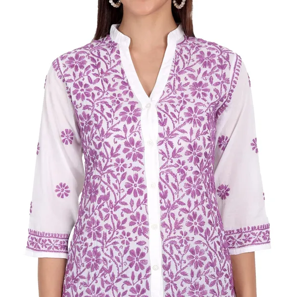 Lavender_Lucknow_Chikankari_Hand_Embroidered_Top_Short_Kurtis_Shirt_Blouse
