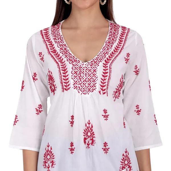 Pristine_White_Lucknow_Chikankari_Hand_Embroidered_Top_Blouse_Short_Kurtis