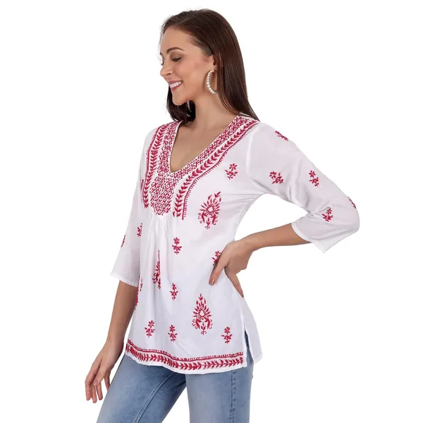 Pristine_White_Lucknow_Chikankari_Hand_Embroidered_Top_Blouse_Short_Kurtis