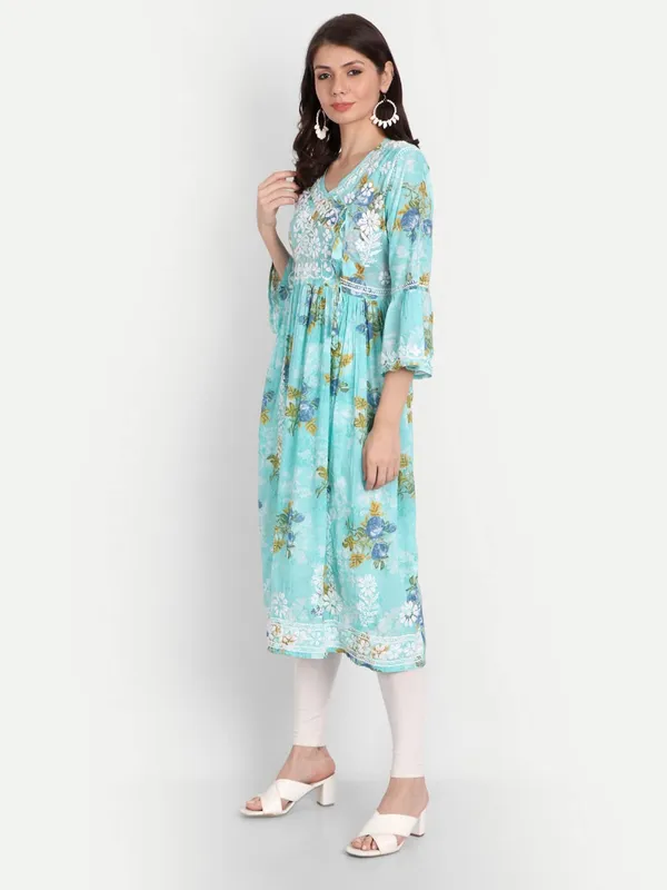 Blue_Lucknow_Chikankari_Hand_Embroidered_Fit_And_Flare_Angrakha_Long_Kurti_Malmal_Cotton