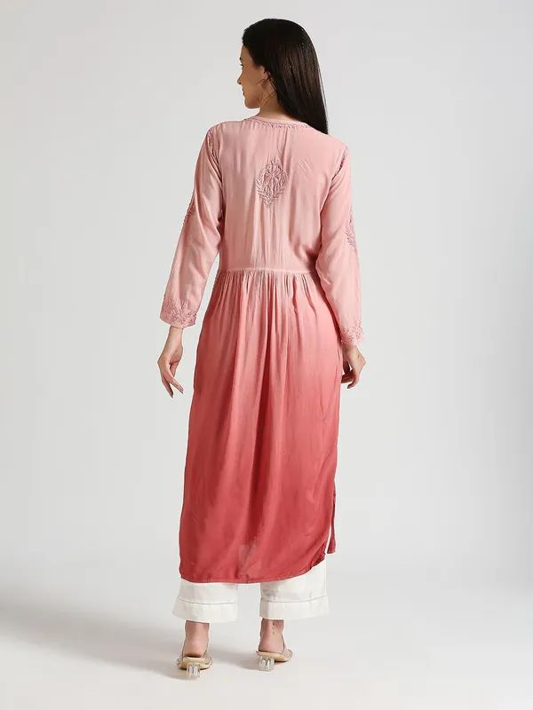 Multicolor_Lucknow_Chikankari_Hand_Embroidered_Kurta_Nyra_Cut_Cotton