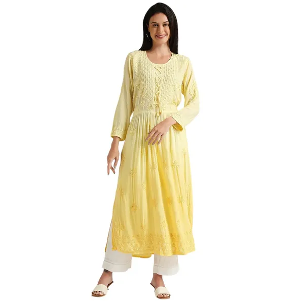 Sunshine_Lucknow_Chikankari_Hand_Embroidered_Kurta_Nyra_Cut_Cotton