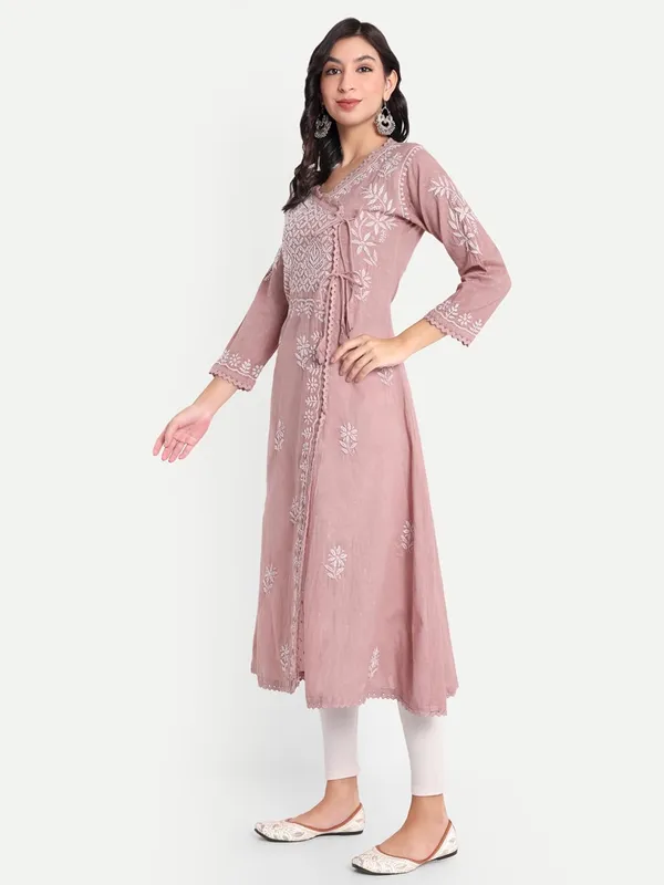 Fawn_Chikankari_Hand_Embroidered_Angrakha_Kurta_Pure_Cotton