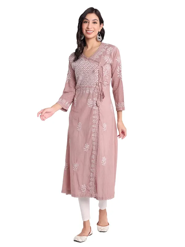 Fawn_Chikankari_Hand_Embroidered_Angrakha_Kurta_Pure_Cotton