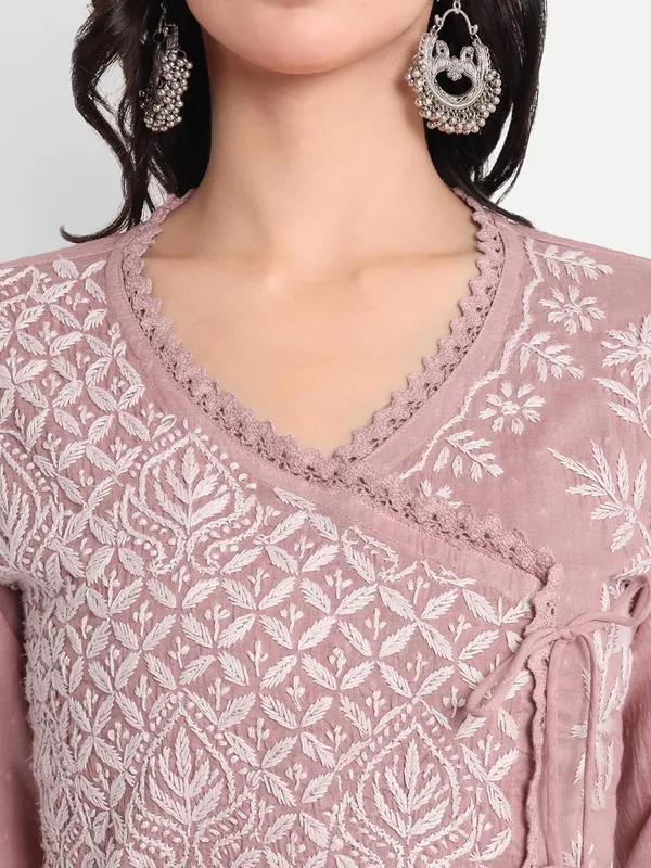 Fawn_Chikankari_Hand_Embroidered_Angrakha_Kurta_Pure_Cotton