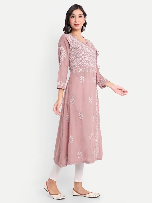 Fawn_Chikankari_Hand_Embroidered_Angrakha_Kurta_Pure_Cotton