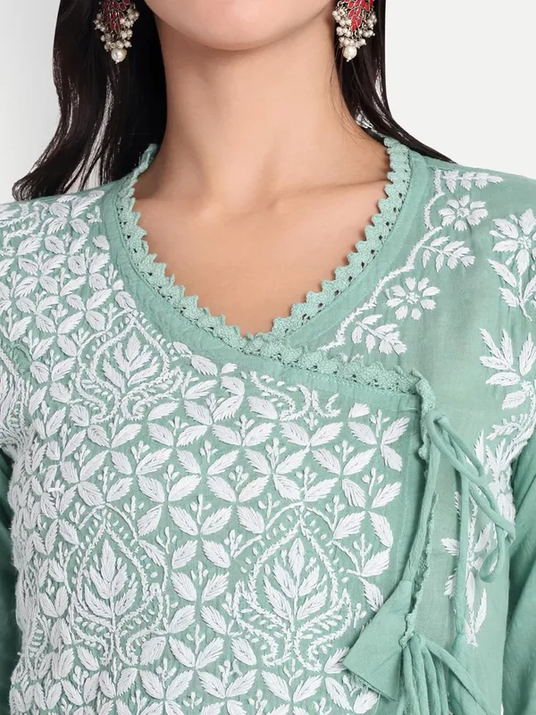 Sage_Green_Chikankari_Hand_Embroidered_Angrakha_Kurta_Pure_Cotton
