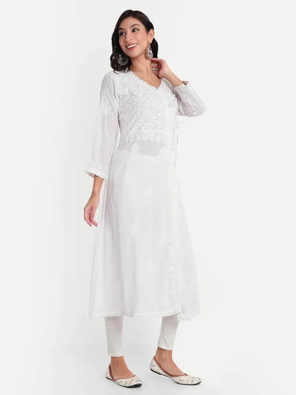 Pristine_White_Chikankari_Hand_Embroidered_Angrakha_Kurta_Pure_Cotton
