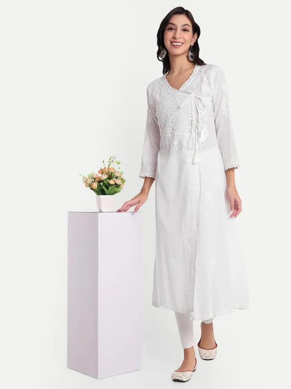 Pristine_White_Chikankari_Hand_Embroidered_Angrakha_Kurta_Pure_Cotton
