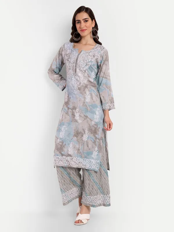 Grey_Lucknowi_Chikankari_Hand_Embroidered_Long_Kurti_Palazzo_Set_Rayon_Slub
