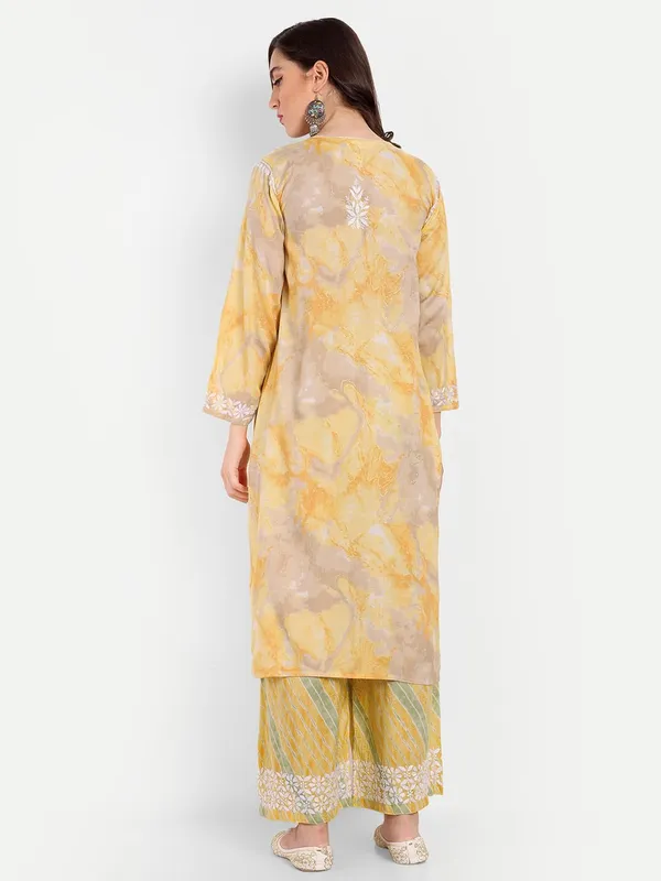 Sunshine_Yellow_Lucknowi_Chikankari_Hand_Embroidered_Long_Kurti_Palazzo_Set_Rayon_Slub