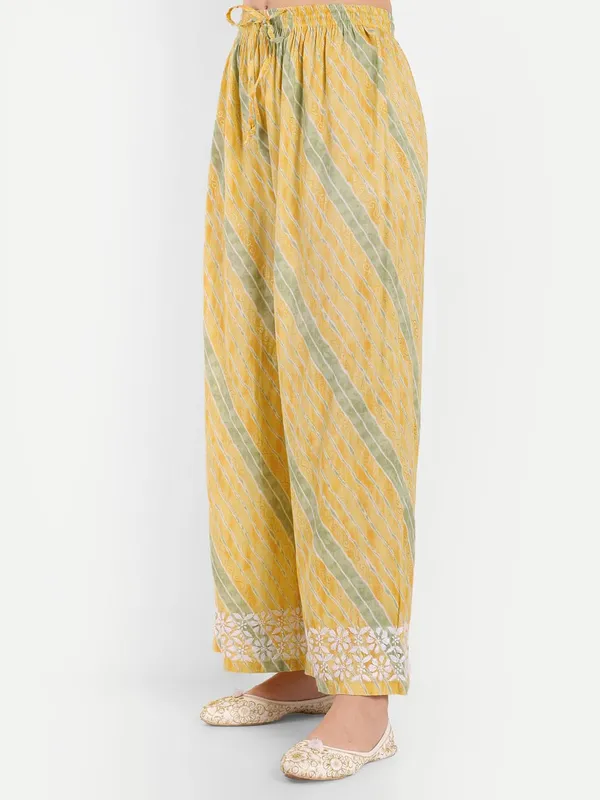 Sunshine_Yellow_Lucknowi_Chikankari_Hand_Embroidered_Long_Kurti_Palazzo_Set_Rayon_Slub