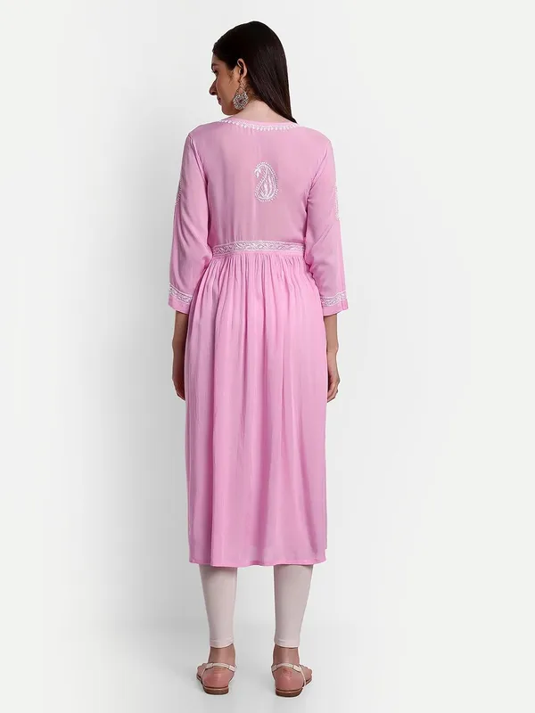 Pretty_Pink_Lucknow_Chikankari_Hand_Embroidered_Anarkali_Kurta_Cotton