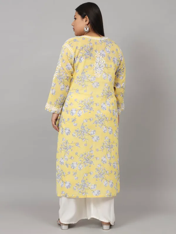 Sunshine_Yellow_Chikankari_Hand_Embroidered_Kurta_Plus_Size_Mulmul_Cotton
