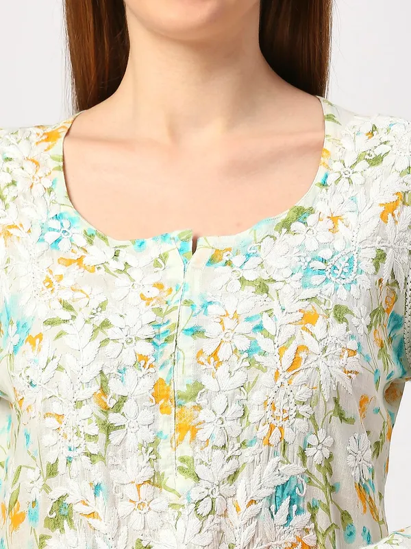 Blue_Lucknow_Chikankari_Hand_Embroidered_Kurta_Mulmul_Cotton