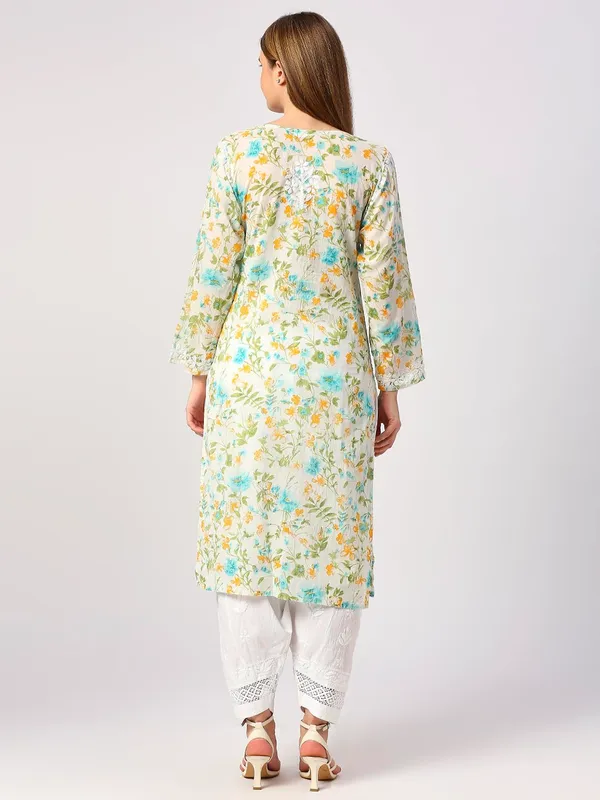 Blue_Lucknow_Chikankari_Hand_Embroidered_Kurta_Mulmul_Cotton