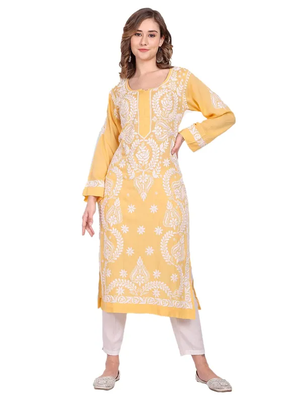 Sunshine_Lucknow_Chikankari_Hand_Embroidered_Kurta_Cotton