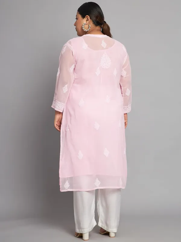 Pretty_Pink_Lucknow_Chikankari_Hand_Embroidered_Plus_Size_Long_Kurti_With_Matching_Inner_Georgette