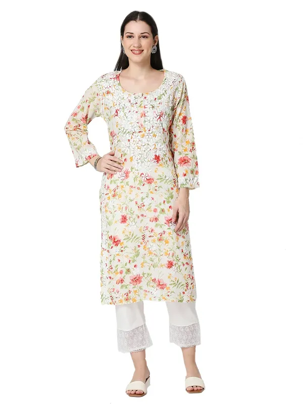 Red_Lucknow_Chikankari_Hand_Embroidered_Kurta_Mulmul_Cotton