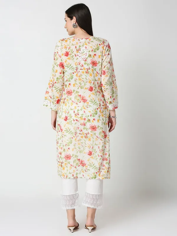 Red_Lucknow_Chikankari_Hand_Embroidered_Kurta_Mulmul_Cotton