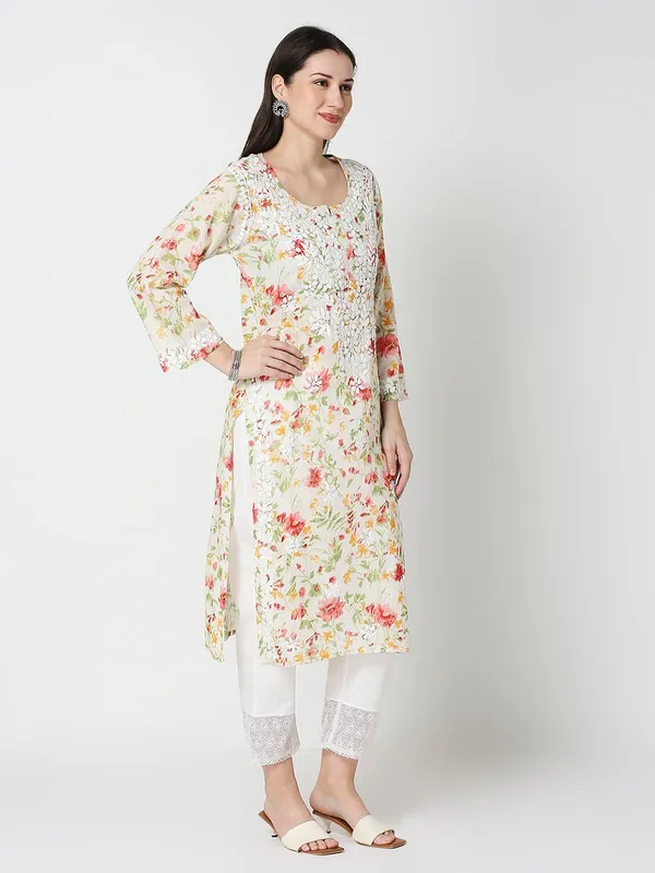 Red_Lucknow_Chikankari_Hand_Embroidered_Kurta_Mulmul_Cotton