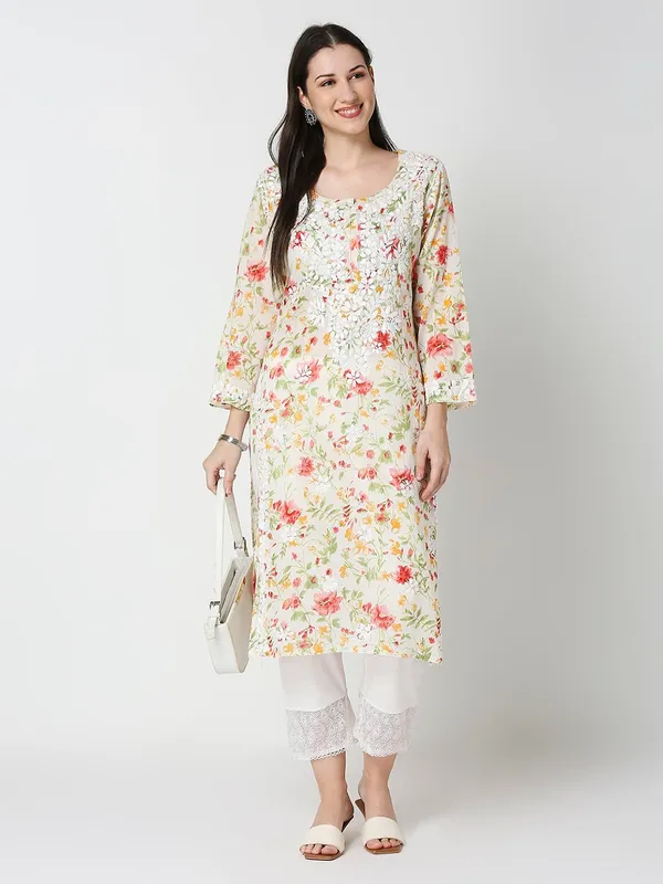 Red_Lucknow_Chikankari_Hand_Embroidered_Kurta_Mulmul_Cotton