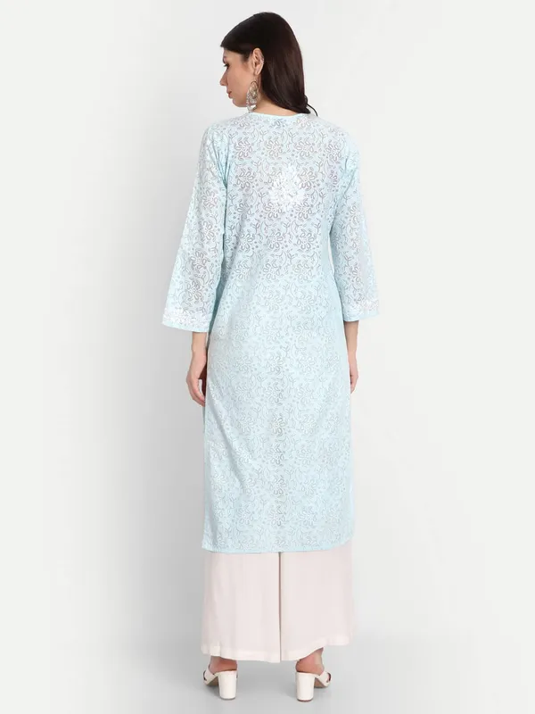 Ice_Blue_Lucknow_Chikankari_Hand_Embroidered_Kurti_Brasso_Cotton