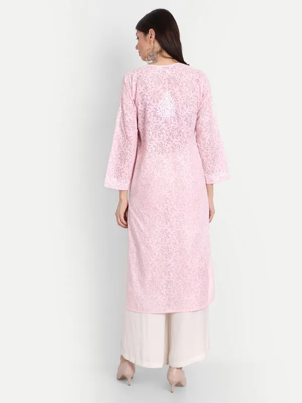 Pretty_Pink_Lucknow_Chikankari_Hand_Embroidered_Kurti_Brasso_Cotton