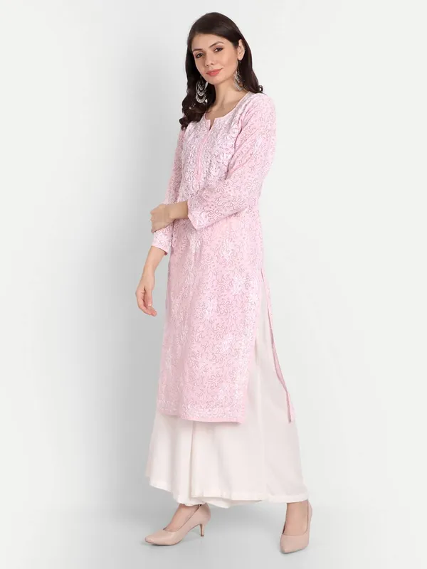 Pretty_Pink_Lucknow_Chikankari_Hand_Embroidered_Kurti_Brasso_Cotton