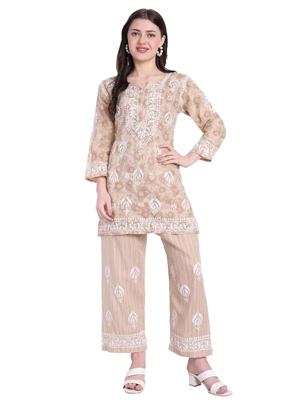 Beige_Chikankari_Hand_Embroidered_Co-Ord_Set_Cotton_Blend