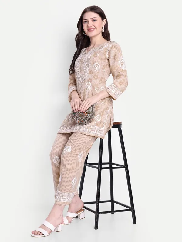 Beige_Chikankari_Hand_Embroidered_Co-Ord_Set_Cotton_Blend