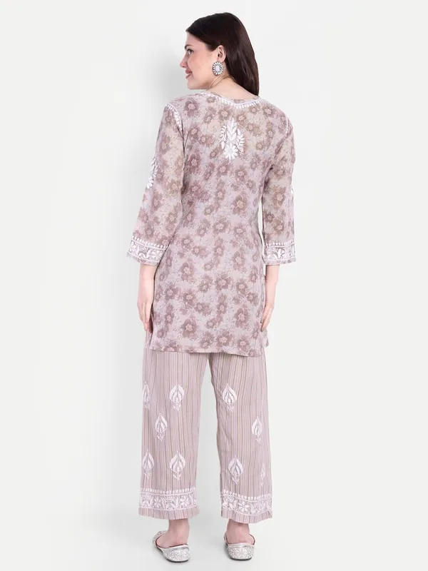 Wine_Chikankari_Hand_Embroidered_Co-Ord_Set_Cotton_Blend