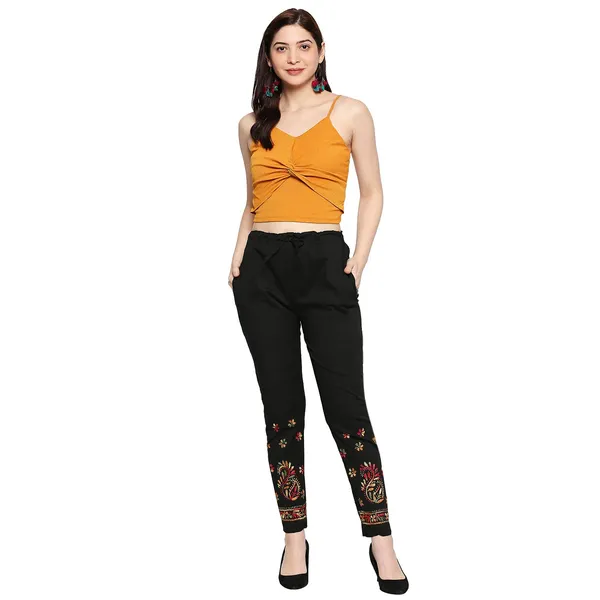 Supreme_Black_Cigarette_Pants_Palazzo_Salwar_Chikankari_Hand_Embroidered_Lycra_Cotton