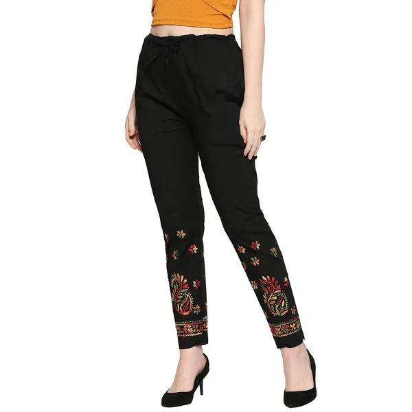 Supreme_Black_Cigarette_Pants_Palazzo_Salwar_Chikankari_Hand_Embroidered_Lycra_Cotton